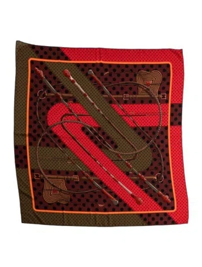 Pre-owned Hermes Clic Clac A Pois Cashmere Shawl In Red