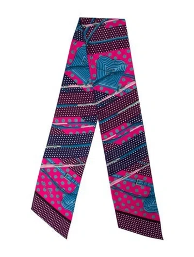 Pre-owned Hermes Clic Clac À Pois Maxi Silk Scarf In Pink