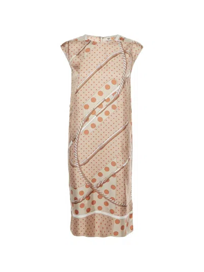 Pre-owned Hermes Clic Clac À Pois Shift Dress In Neutral