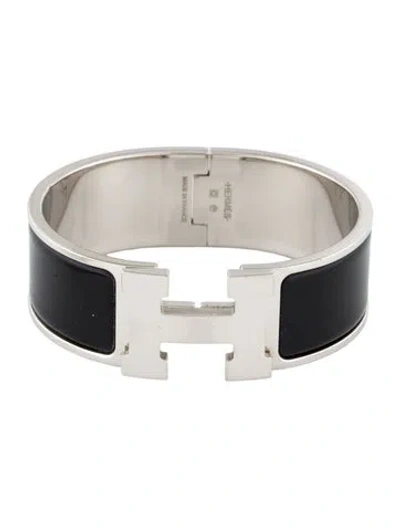 Pre-owned Hermes Clic Clac H Bangle Bracelet, 6.5" In Black