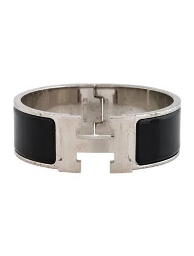 Pre-owned Hermes Clic Clac H Bangle Bracelet, 6.5" In Black