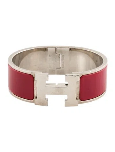 Pre-owned Hermes Clic Clac H Bangle Bracelet, 6.5" In Red