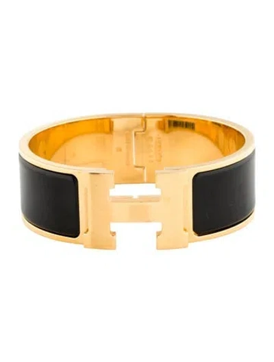 Pre-owned Hermes Clic Clac H Bracelet, 6.25" In Black