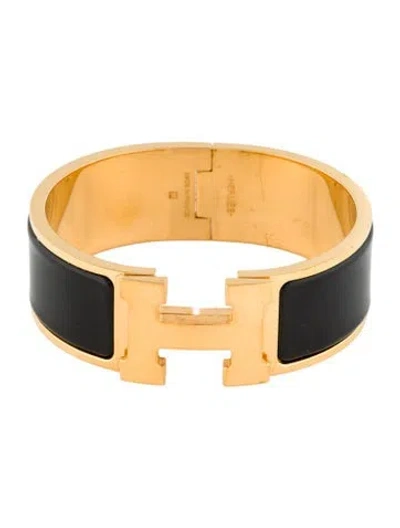 Pre-owned Hermes Clic Clac H Bracelet, 6.25" In Black
