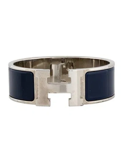 Pre-owned Hermes Clic Clac H Bracelet, 6.25" In Blue