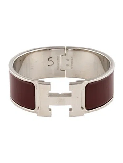 Pre-owned Hermes Clic Clac H Bracelet, 6.25" In Burgundy