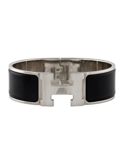 Pre-owned Hermes Clic Clac H Bracelet, 6.5" In Black