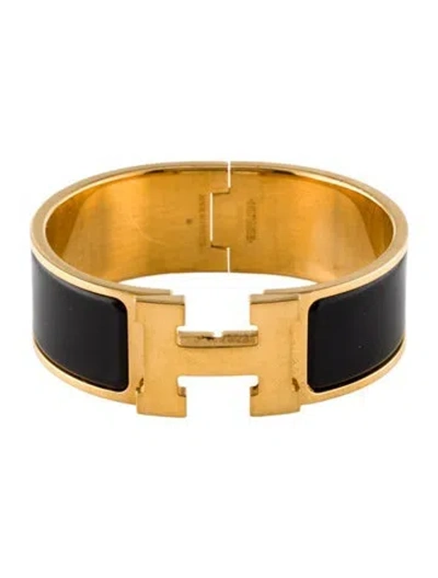 Pre-owned Hermes Clic Clac H Bracelet, 6.5" In Black