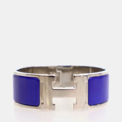 Pre-owned Hermes Clic Clac H Bracelet In Blue