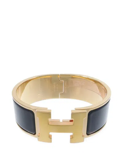 Pre-owned Hermes Clic Clac H Bracelet In Gold