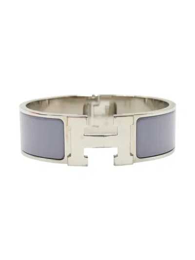 Pre-owned Hermes Clic Clac H Bracelet In Silver