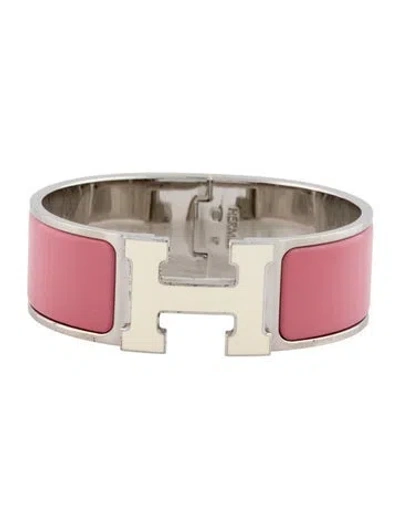 Pre-owned Hermes Clic Clac H Enamel At Turnlock Bracelet, 6.5" In Multi