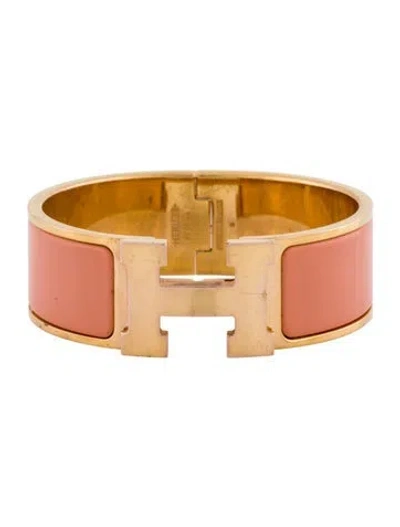 Pre-owned Hermes Clic Clac H Enamel Bangle Bracelet, 6.5" In Multi