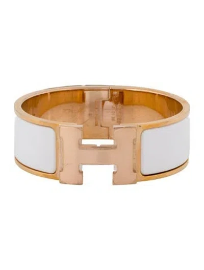 Pre-owned Hermes Clic Clac H Enamel Bangle Bracelet, 6.5" In Multi