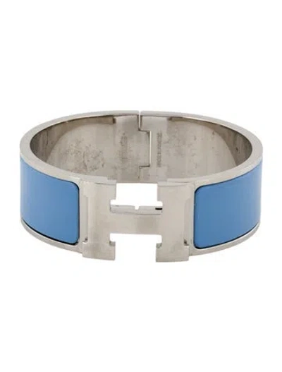 Pre-owned Hermes Clic Clac H Enamel Bangle Bracelet, 6.5" In Multi