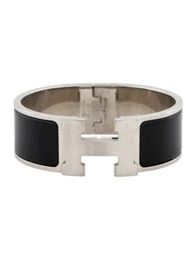 Pre-owned Hermes Clic Clac H Enamel Bangle Bracelet, 6.5" In Multi