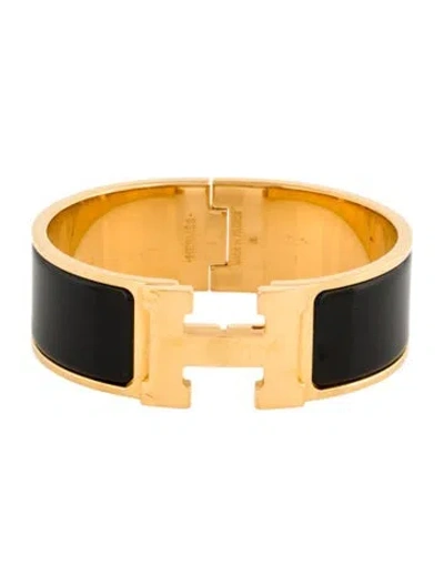 Pre-owned Hermes Clic Clac H Enamel Bangle Bracelet, 6.5" In Multi