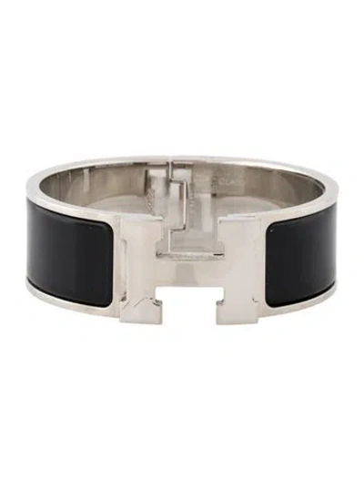 Pre-owned Hermes Clic Clac H Enamel Bangle Bracelet, 6.5" In Multi