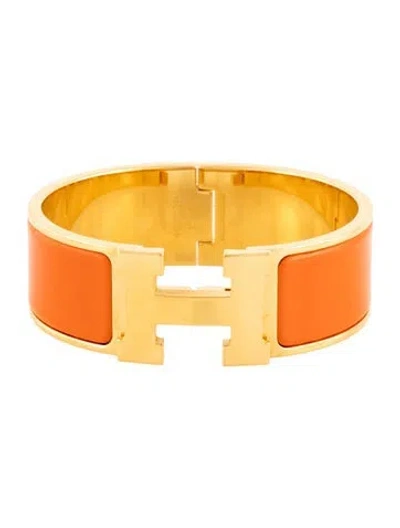 Pre-owned Hermes Clic Clac H Enamel Bangle Bracelet, 6.5" In Multi