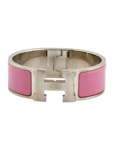 Pre-owned Hermes Clic Clac H Enamel Bangle Bracelet, 6.5" In Multi