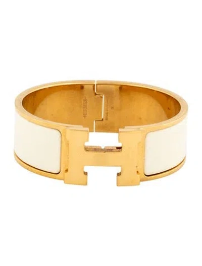 Pre-owned Hermes Clic Clac H Enamel Bangle Bracelet, 6.5" In Multicolor