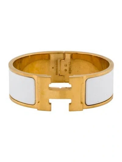 Pre-owned Hermes Clic Clac H Enamel Bangle Bracelet, 6.75" In Multi