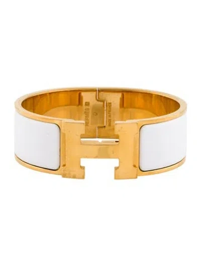 Pre-owned Hermes Clic Clac H Enamel Bangle Bracelet, 6.75" In Multi