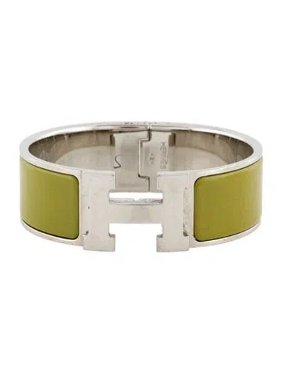 Pre-owned Hermes Clic Clac H Enamel Bangle Bracelet, 6.75" In Multi