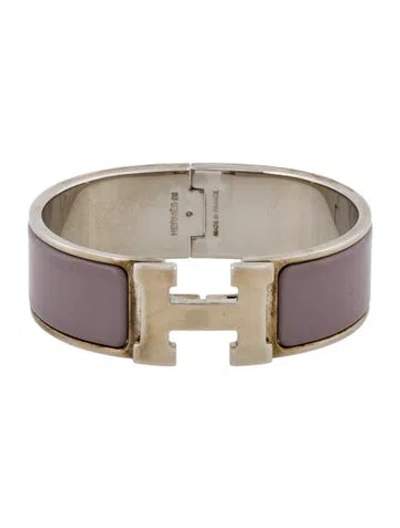 Pre-owned Hermes Clic Clac H Enamel Bangle Bracelet, 7" In Multi