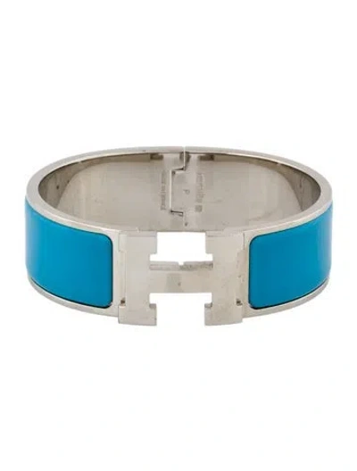 Pre-owned Hermes Clic Clac H Enamel Bangle Bracelet, 7" In Multi
