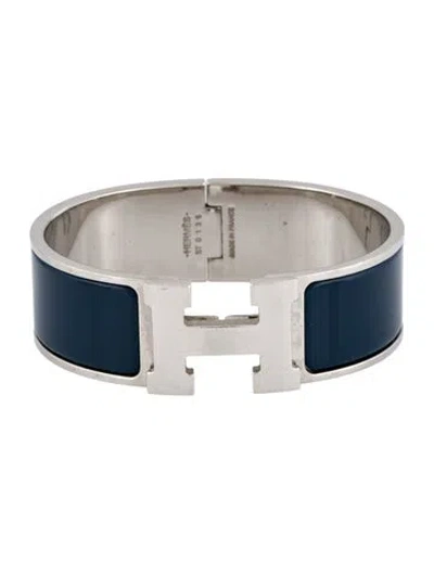Pre-owned Hermes Clic Clac H Enamel Bangle Bracelet, 7" In Multi