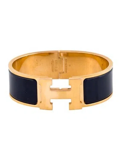Pre-owned Hermes Clic Clac H Enamel Bangle Bracelet, 7" In Multi