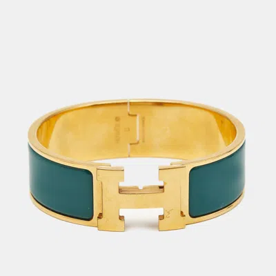 Pre-owned Hermes Hermès Clic Clac H Enamel Gold Plated Bracelet