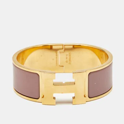 Pre-owned Hermes Clic Clac H Enamel Gold Plated Bracelet