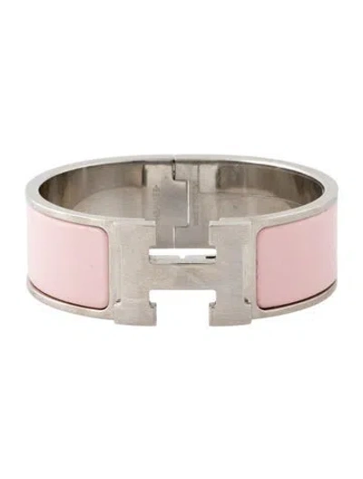 Pre-owned Hermes Clic Clac H Hinged Bangle Bracelet, 6.5" In Pink