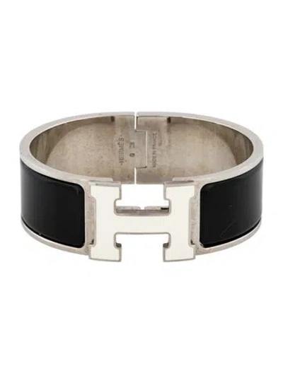 Pre-owned Hermes Clic Clac H W/ Enamel At Turnlock Bangle Bracelet, 6.5" In Multi