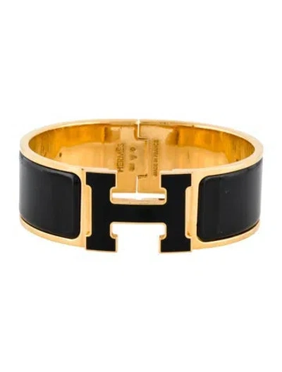Pre-owned Hermes Clic Clac H W/ Enamel At Turnlock Bangle Bracelet, 6.5" In Multi