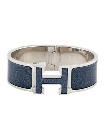 Pre-owned Hermes Clic Clac H W/ Enamel At Turnlock Bangle Bracelet, 7" In Multi