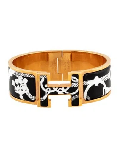 Pre-owned Hermes Clic Clac H W/ Enamel At Turnock Bangle Bracelet, 6.5" In Multicolor