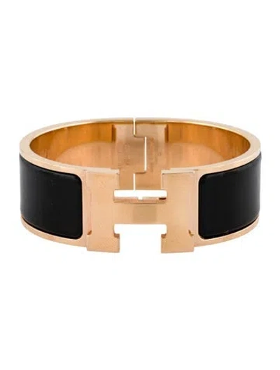 Pre-owned Hermes Clic Clac H Wide Enamel Bracelet, 6.25" In Multi