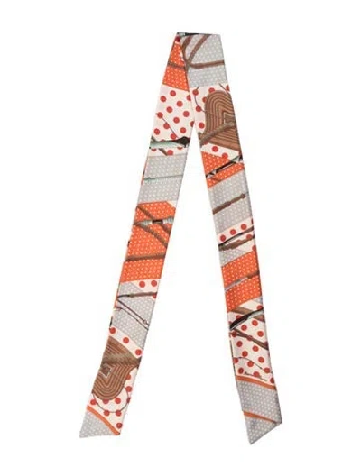 Pre-owned Hermes Clic Clac Maxi Silk Twilly Scarf In Neutrals