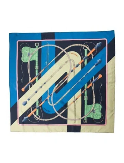 Pre-owned Hermes Clic Clac Silk Scarf In Blue