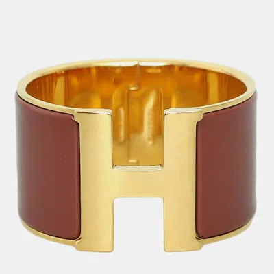 Pre-owned Hermes Clic H Bangle Bracelet In Brown