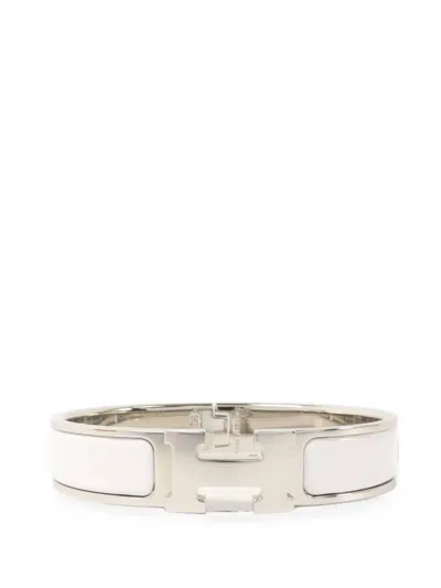 Pre-owned Hermes Clic H Bangle In Silver