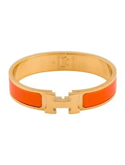 Pre-owned Hermes Clic H Bracelet, 6" In Orange