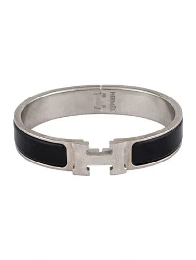 Pre-owned Hermes Clic H Bracelet, 6.25" In Black