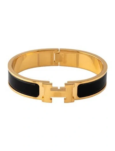 Pre-owned Hermes Clic H Bracelet, 6.25" In Black