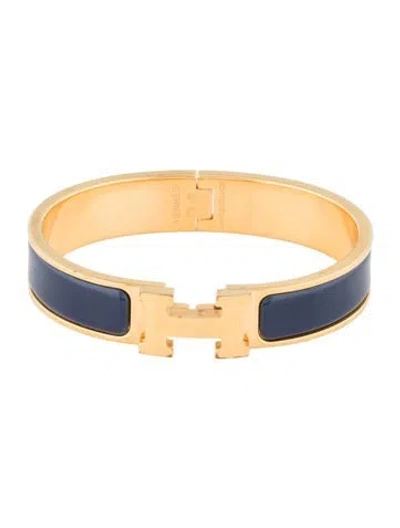 Pre-owned Hermes Clic H Bracelet, 6.25" In Blue