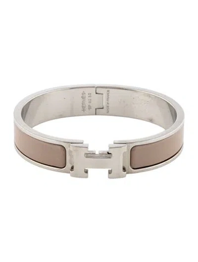 Pre-owned Hermes Clic H Bracelet, 6.25" In Brown