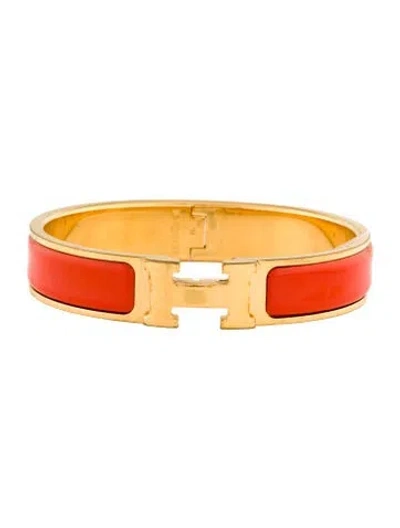 Pre-owned Hermes Clic H Bracelet, 6.25" In Orange